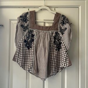 Free People Half Moon Stripe Shirt. Size-small. Ivory Combo.